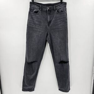 American eagle mom jeans 10 black distressed ripped knee